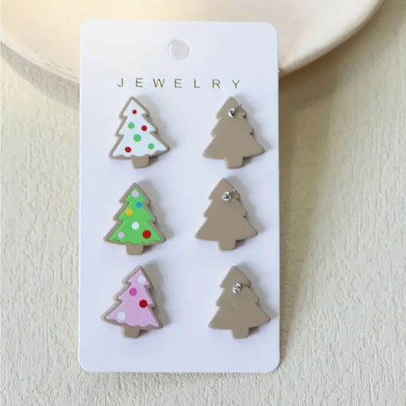 🎄3 for $23🎄 Christmas Tree Stud Earrings - 3 Pairs - Picture 2 of 3